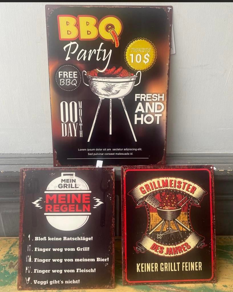 Wandborden BBQ tekstborden mancave vaderdag borden metaal, Clayre&Eef, Nieuw, Ophalen of Verzenden, De Giesel