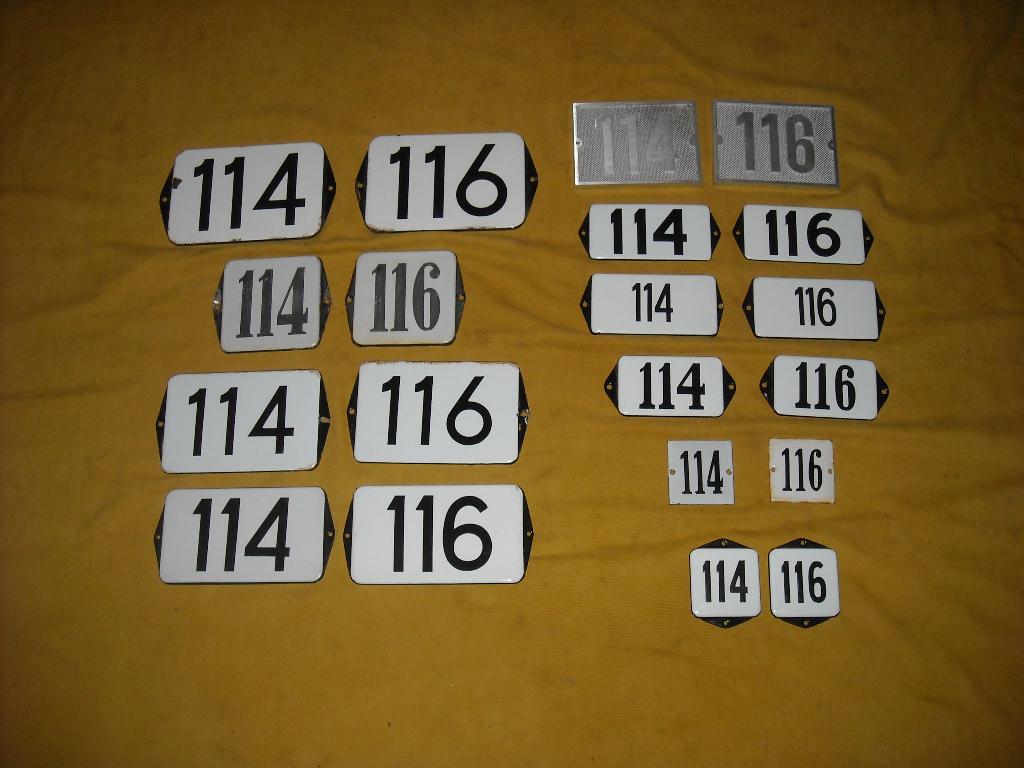 oud emaille huisnummer 114 en 116 ook 115 117 118 119 120 12, Ophalen of Verzenden