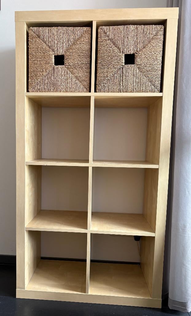 Ikea vakkenkast Naturel met 2 Rieten Manden ZGAN, Ophalen, Overige materialen, 50 tot 100 cm, Zo goed als nieuw