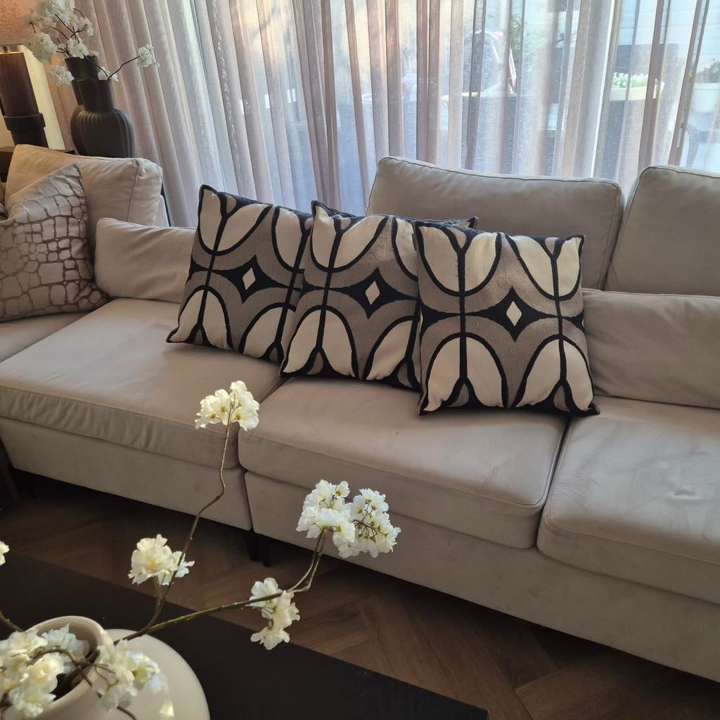Luxe Colmore Kussens - Set van 3, Ophalen of Verzenden, Zo goed als nieuw, Beige, Vierkant