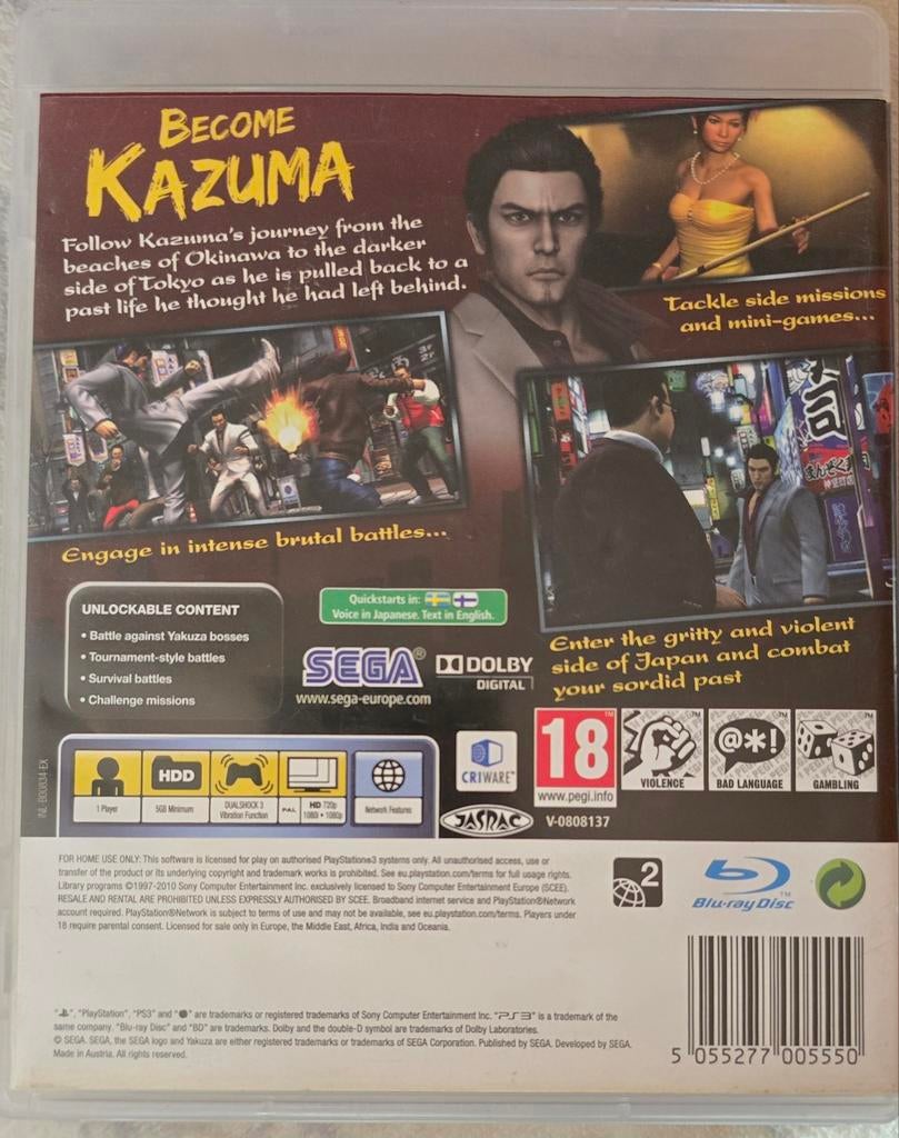 Yakuza 3 - PlayStation 3 (PS3) - Actie/Avontuur, Avontuur en Actie, Vanaf 18 jaar, 1 speler, Ophalen of Verzenden
