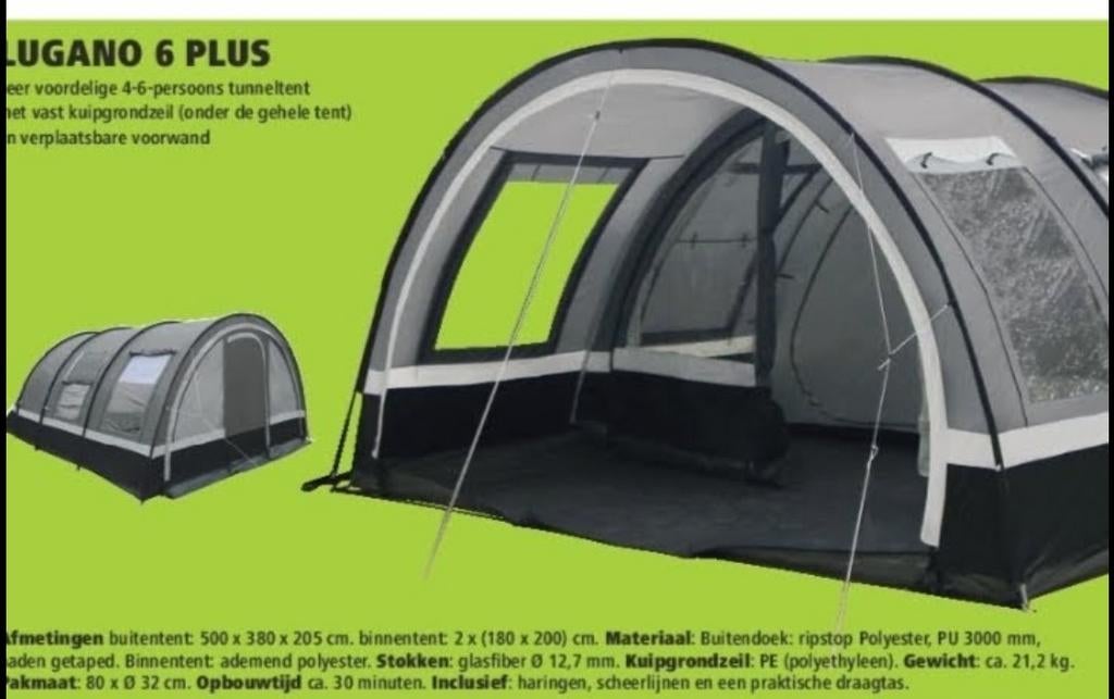 Ruime 6-persoons tunneltent Obelink Lugano, Ophalen, Gebruikt, Tot en met 6