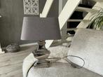 Tafel schemerlamp, chroom, grijze kap, Huis en Inrichting, Lampen | Tafellampen, Ophalen, Landelijk modern, 50 tot 75 cm, Zo goed als nieuw