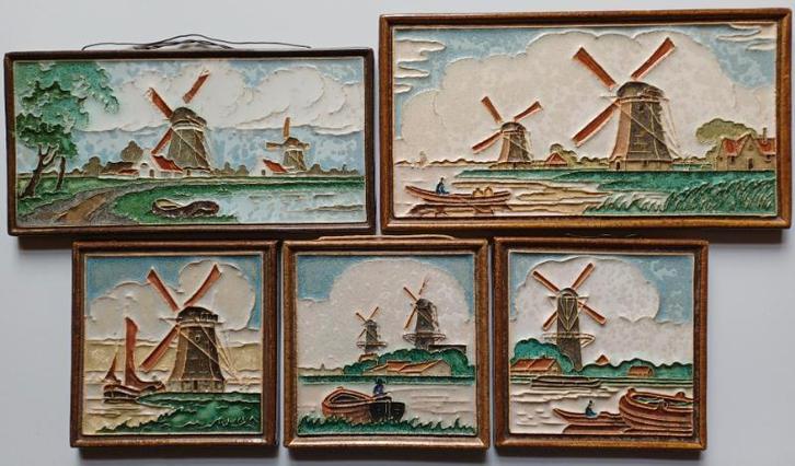 5 Cloisonne tegels van de porceleyne fles, Antiek en Kunst, Antiek | Wandborden en Tegels, Ophalen of Verzenden