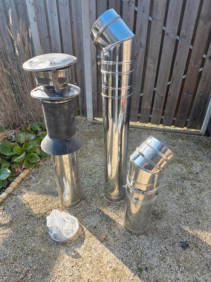 Compleet rookkanaal - RVS, Doe-het-zelf en Verbouw, Verwarming en Radiatoren, Gebruikt, Overige typen, 30 tot 80 cm, 60 tot 150 cm