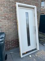 Witte PVC Deur met Glaspaneel en Handgreep, Doe-het-zelf en Verbouw, Deuren en Horren, Kunststof, Gebruikt, 80 tot 100 cm, Ophalen of Verzenden