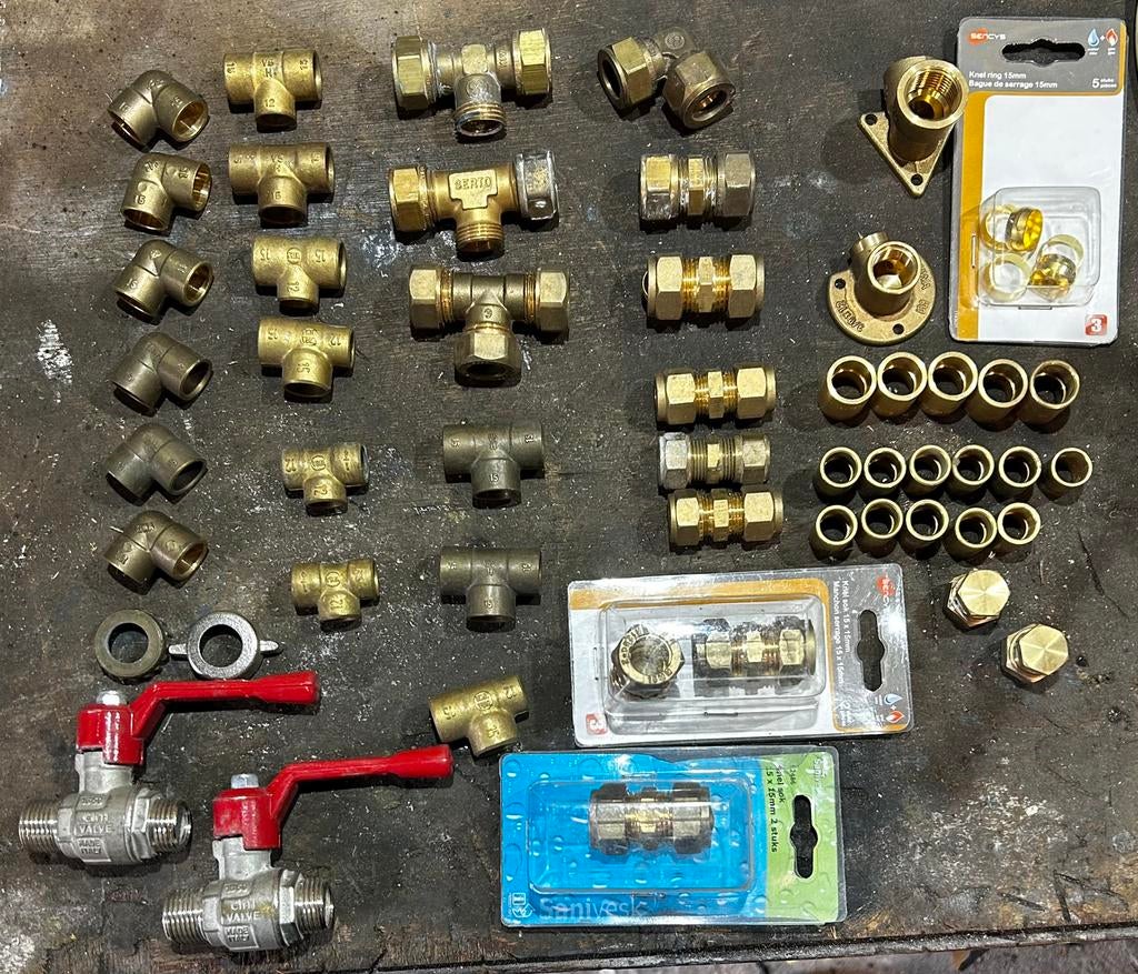 Partij messing koppelingen fittingen knelkoppelingen cv, Ophalen, Nieuw, Overige typen