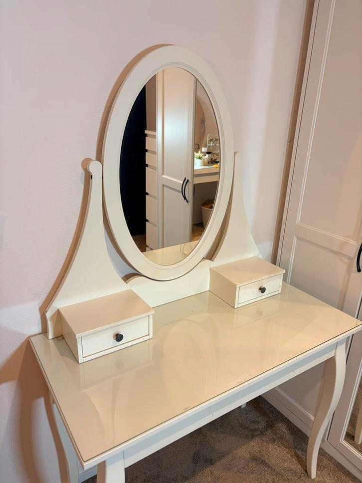 Ikea Hemnes Kaptafel met spiegel en lades, Huis en Inrichting, Tafels | Kaptafels, Gebruikt, 100 tot 150 cm, 50 tot 100 cm, Hout