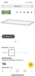 KOMPLEMENT glasplaat grijsbeige 100x58 cm voor PAX kast, Ophalen, Met plank(en), Nieuw, 50 tot 100 cm