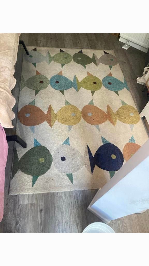 Dik tapijt met vissenpatroon, Huis en Inrichting, Stoffering | Tapijten en Kleden, Ophalen, Gebruikt, Rechthoekig, 200 cm of meer