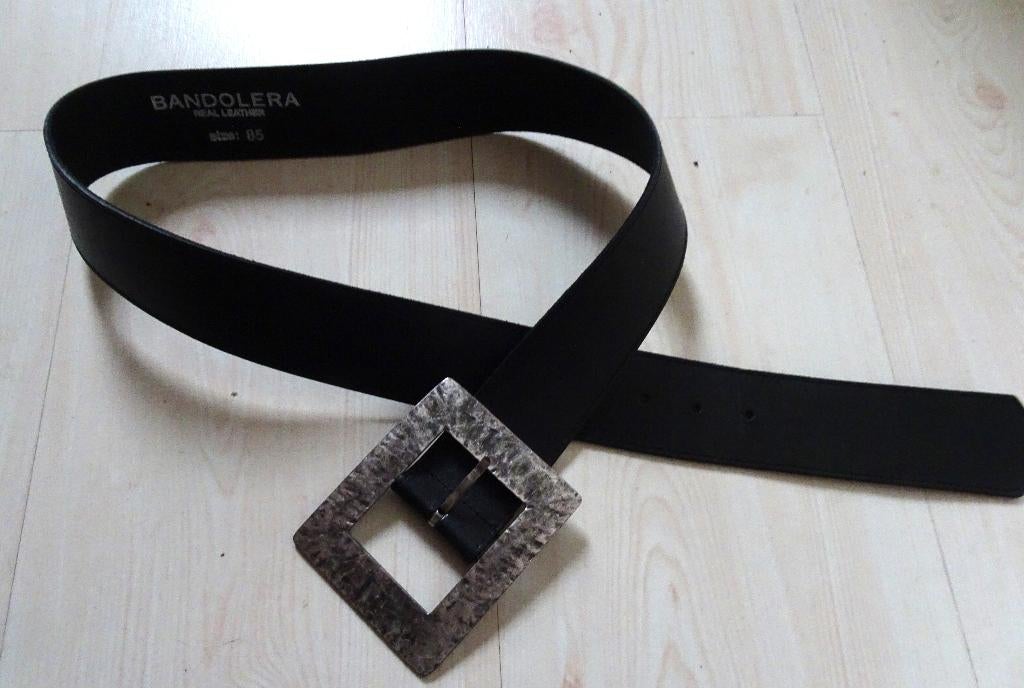 LEREN RIEM VAN BANDOLERA 85 CM, 80 tot 90 cm, 3 tot 5 cm, Zwart, Tailleriem