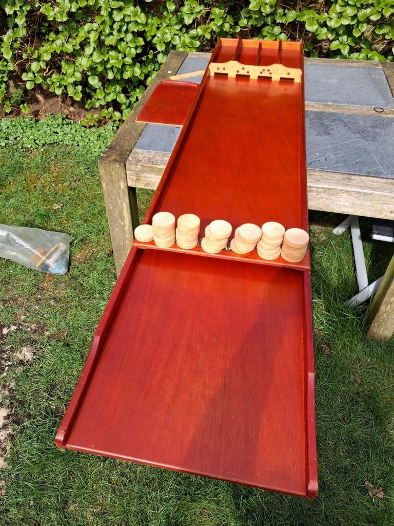 Sjoelbak homas vintage s-60 met 30 schijven, Ophalen of Verzenden, Gebruikt