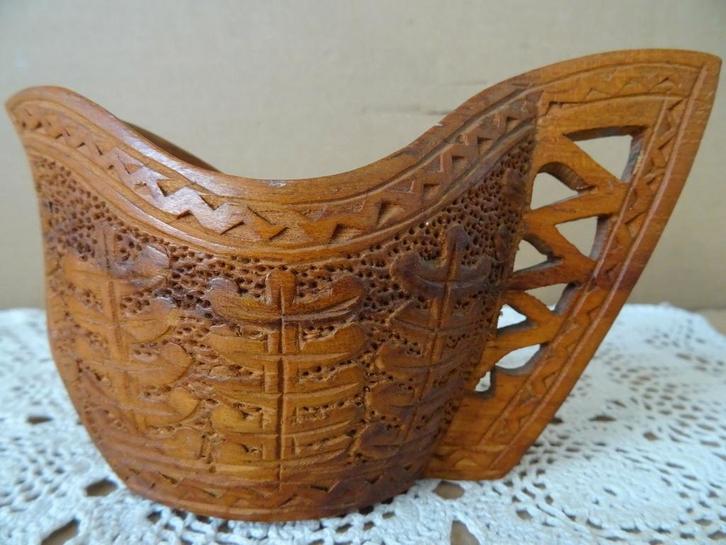 Curiosa huwelijksbeker vintage teakhouten huwelijksbeker, Antiek en Kunst, Curiosa en Brocante, Ophalen of Verzenden