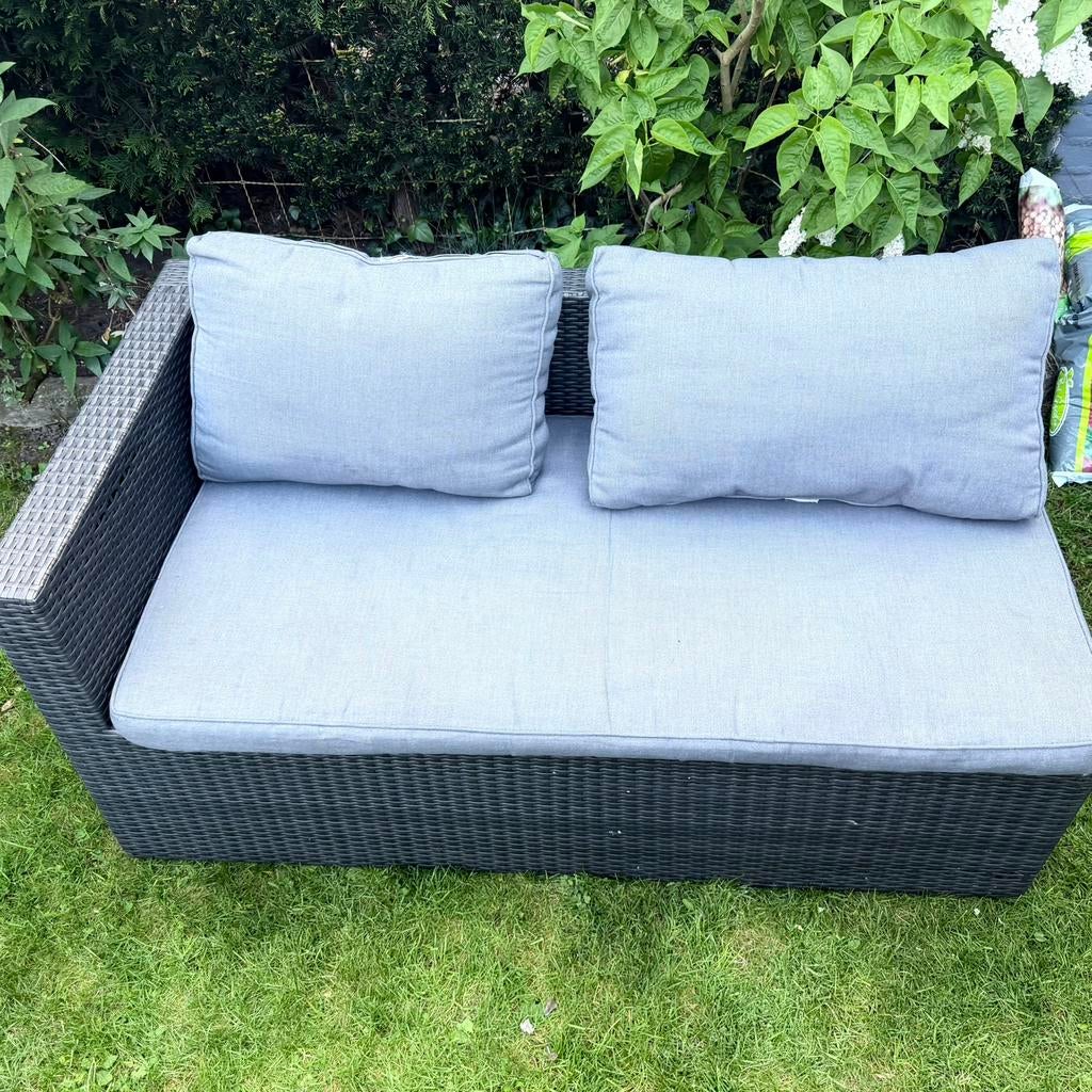 Antraciet Wicker Loungebank - 133 x 73 cm - Nette staat, Ophalen, Gebruikt, Wicker