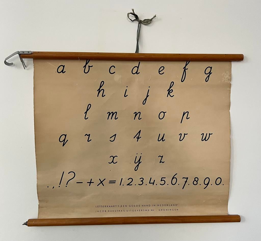 Letterkaart schoolkaart Jacob Dijkstra’s uitgeverij, Antiek en Kunst, Antiek | Schoolplaten, Ophalen of Verzenden, Overige thema's