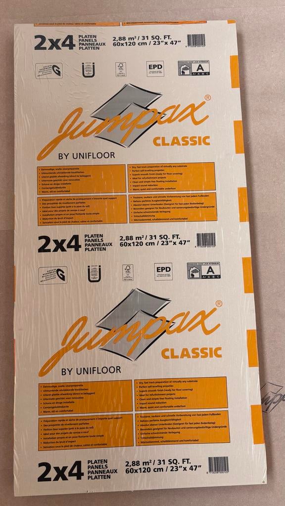 Jumpax Classic ondervloerplaten 2x4, Ophalen, Overige materialen, 30 cm of meer, 50 tot 150 cm