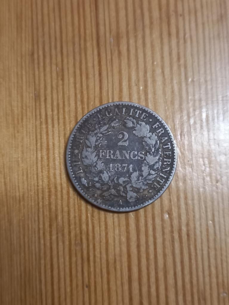 Frankrijk 2 francs 1871 zilver, Postzegels en Munten, Munten | Nederland, Ophalen of Verzenden, Vóór koninkrijk, Overige waardes