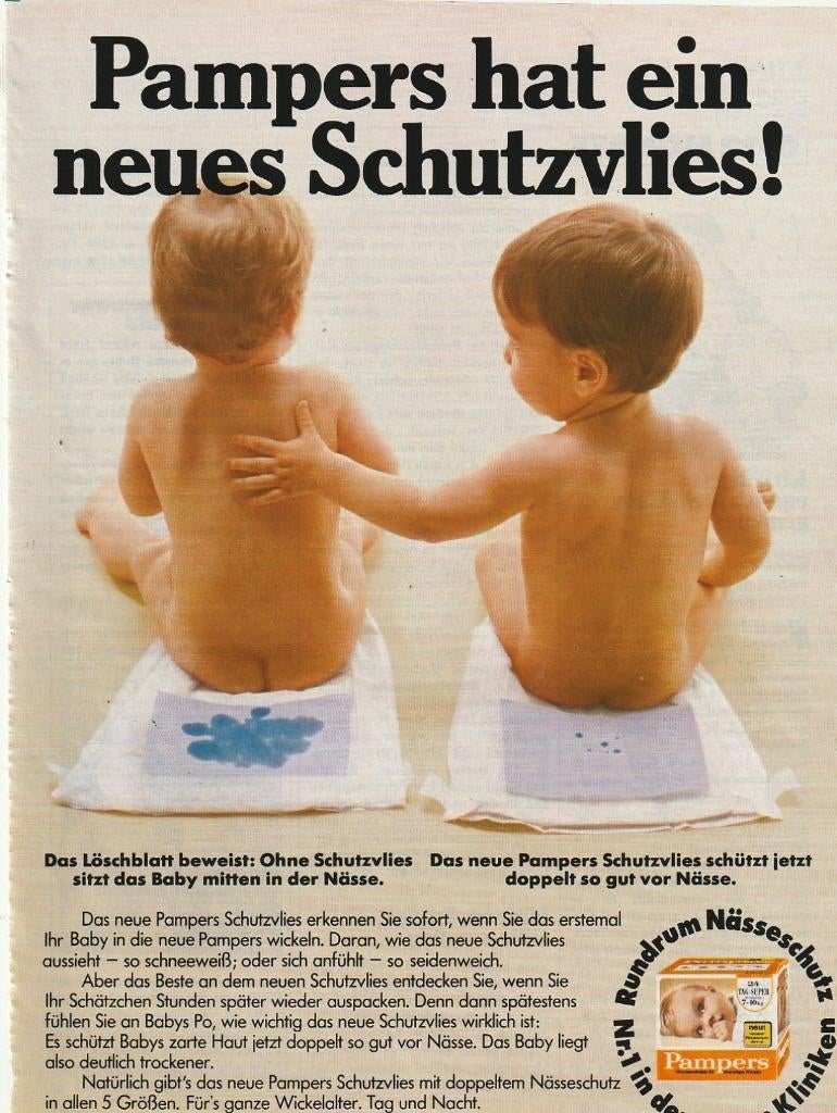 Retro reclame 1978 Pampers baby luiers het oranje pak, Verzenden, Overige typen