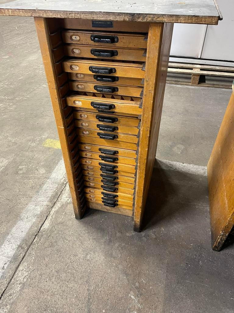 Vintage letterkast/ladekast uit oude drukkerij (per stuk), Ophalen of Verzenden