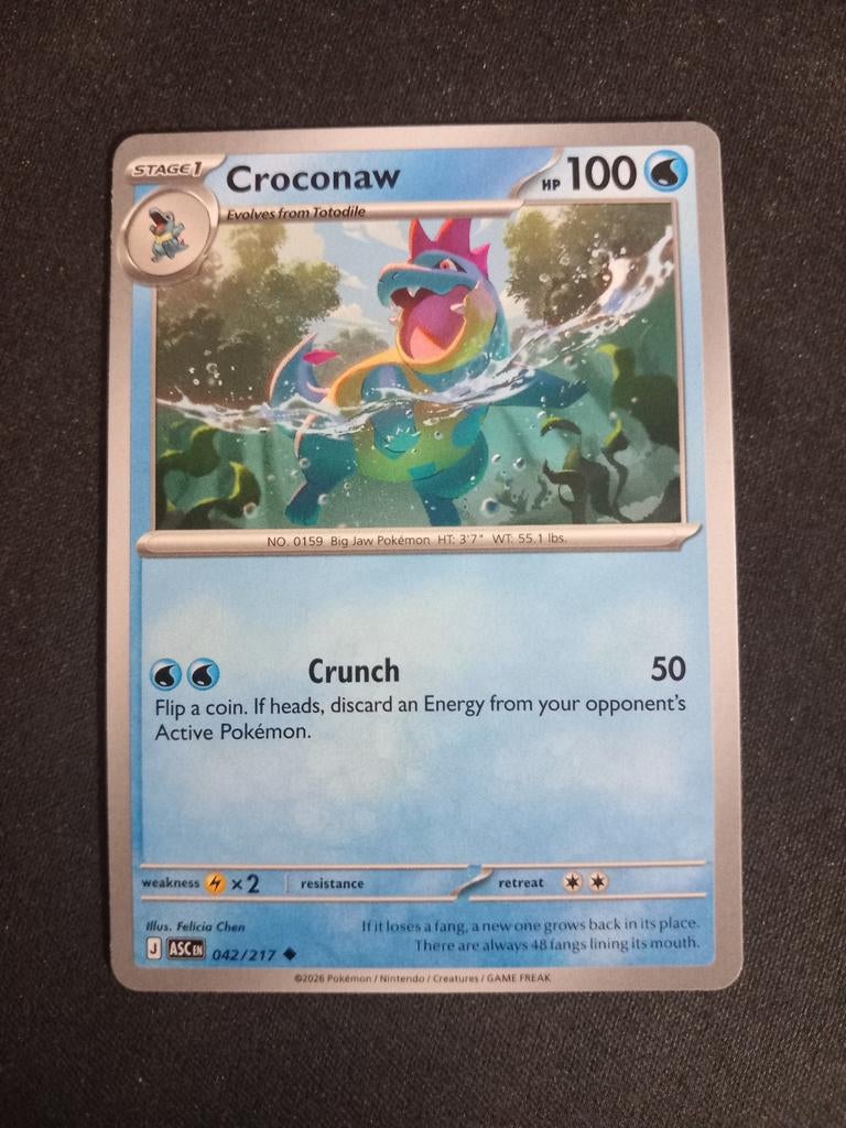 Pokemon Croconaw 042/217 Ascended Heroes NM, Verzenden, Zo goed als nieuw, Losse kaart
