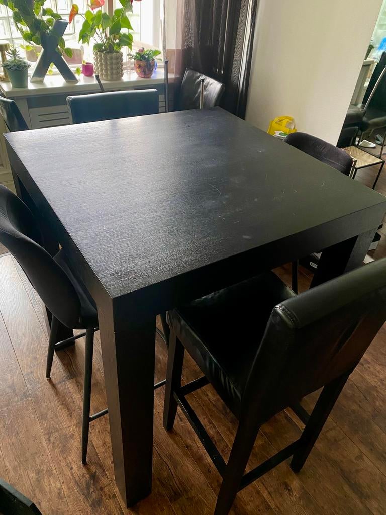 Hoge zwarte bar/ eettafel 90x90, Huis en Inrichting, Tafels | Eettafels, Ophalen, Gebruikt, 50 tot 100 cm, 50 tot 100 cm