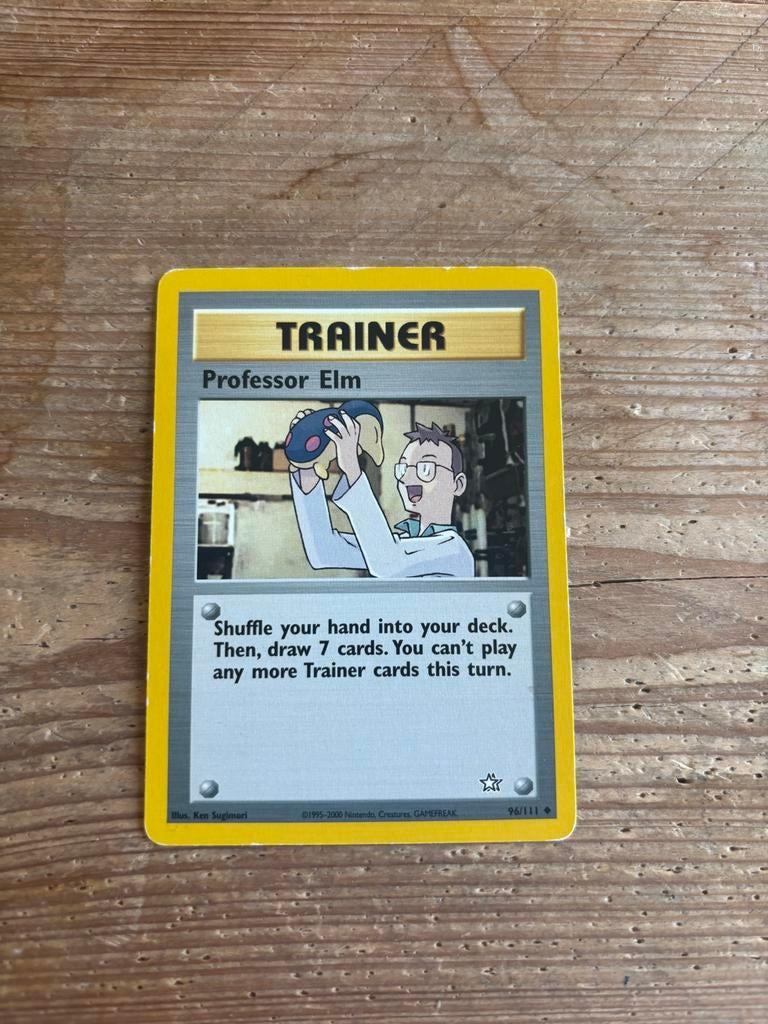 Professor Elm - Pokémon Neo Genesis Trainer Kaart, Ophalen of Verzenden, Gebruikt, Losse kaart