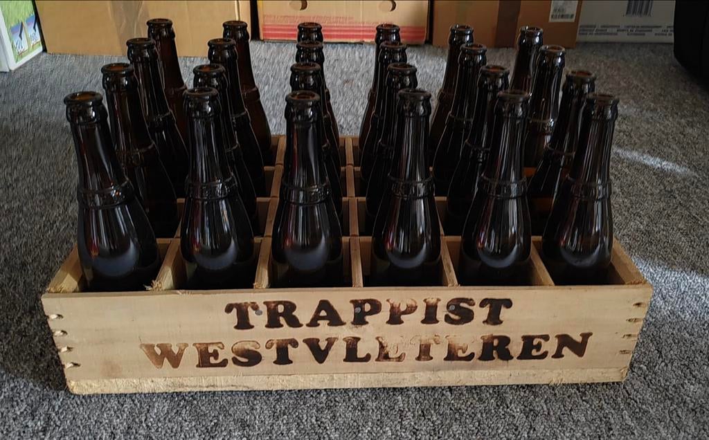 Leeg houten krat Westvleteren met flessen, Ophalen of Verzenden, Gebruikt