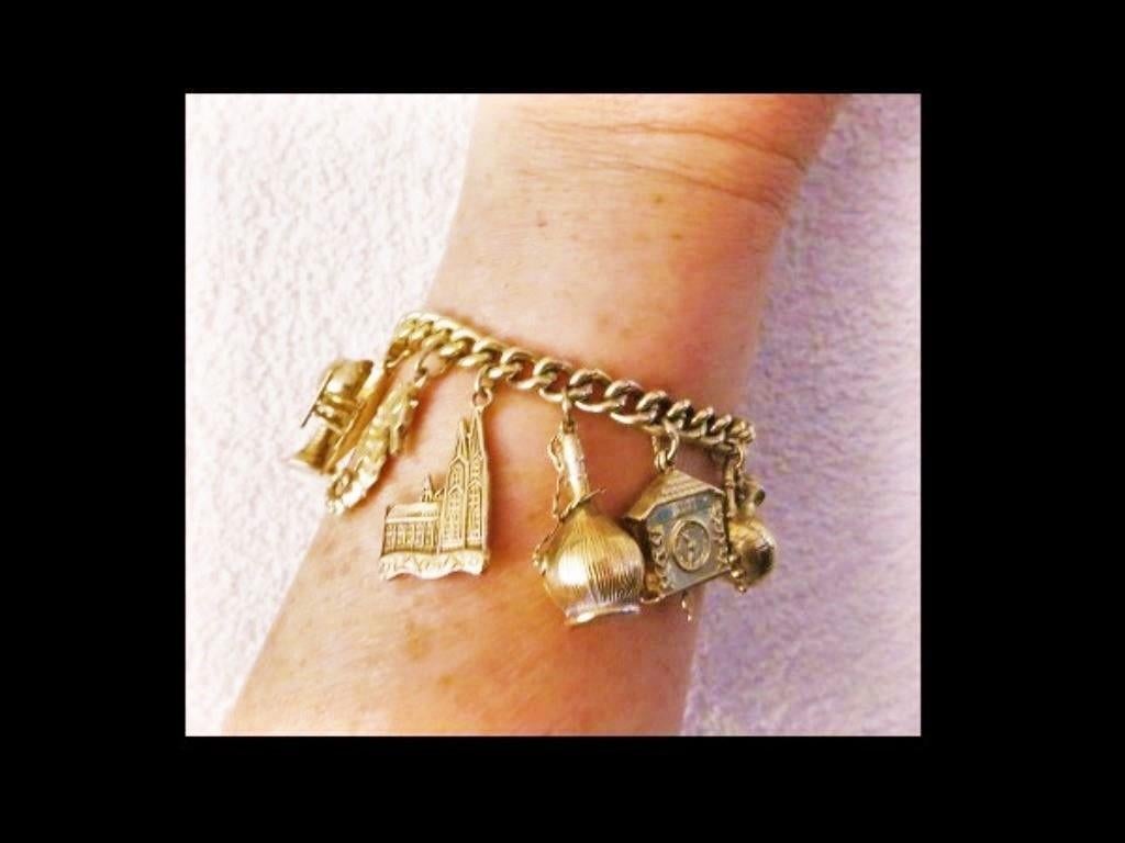 Bijzonder Zilver/Verguld Armband met 13 Mooi Hangertjes!, Verzenden, Zilver, Armband, Verguld