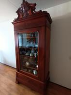 Mahonie vitrine/servieskast, Ophalen, Gebruikt, 200 cm of meer, Overige houtsoorten