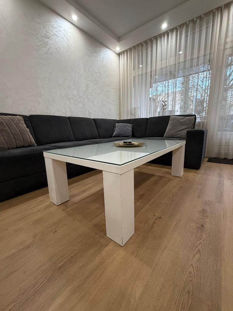Hoogglans salontafel incl glasplaat, Ophalen, 100 tot 150 cm, 50 tot 100 cm, Minder dan 50 cm