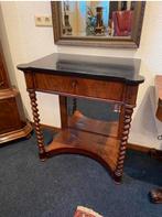 Antiek mahonie trumeau  75 b 82 h met spiegel 63 b 127 h, Ophalen, Rechthoekig