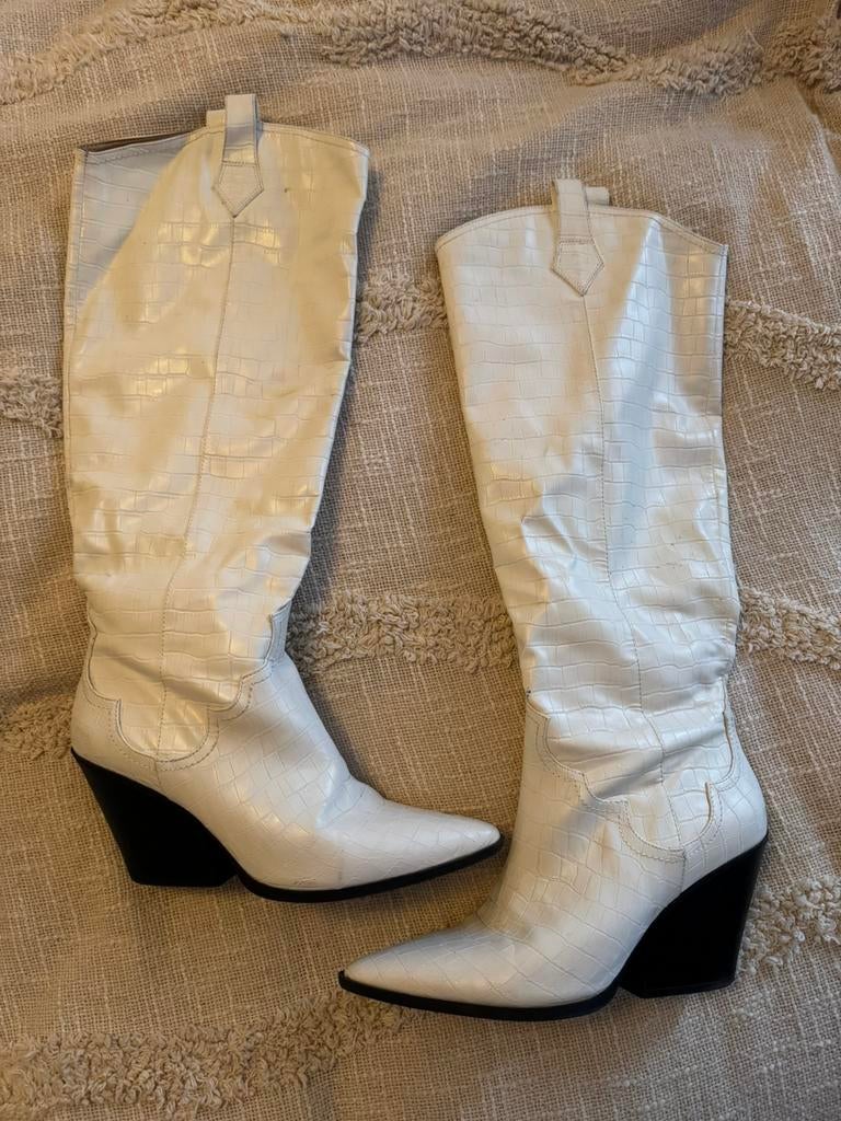 Witte westen/cowboy laarzen, Hoge laarzen, Wit, Ophalen of Verzenden, Gedragen