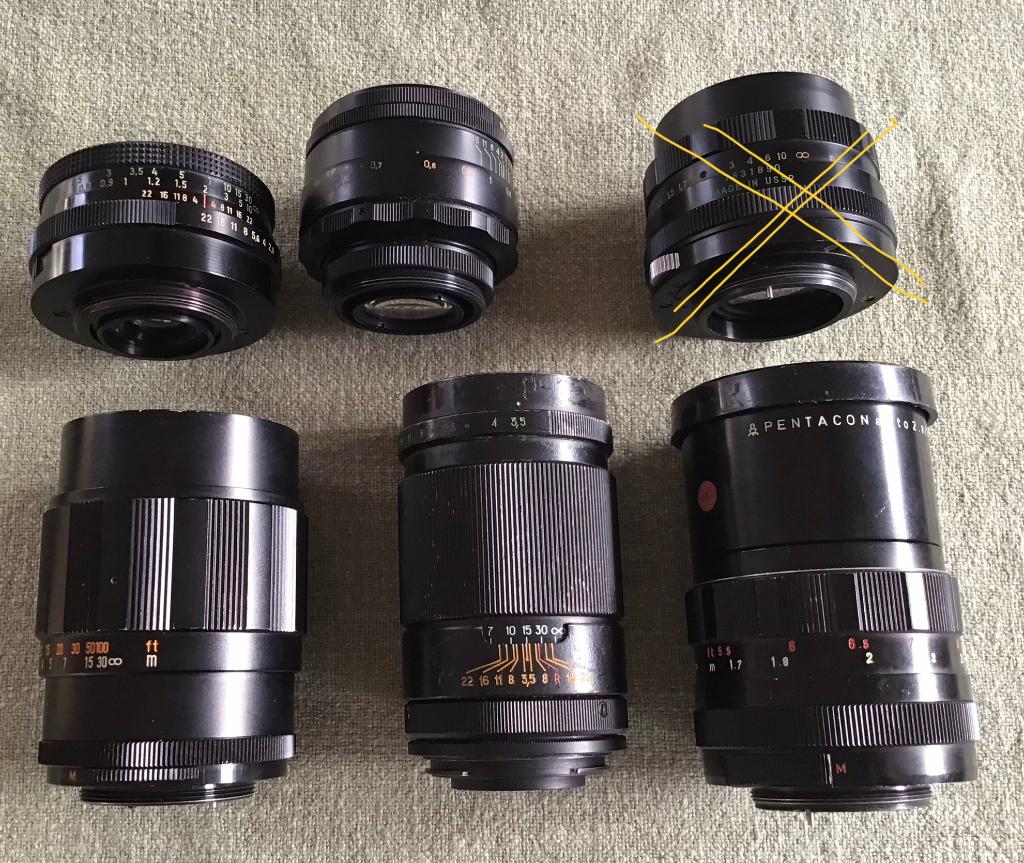 5 stuks defecte lenzen. Zeiss, Helios, Ifoco, Jupiter, pent, Audio, Tv en Foto, Fotografie | Lenzen en Objectieven, Ophalen of Verzenden