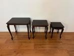 Set van 3 bijzettafels - Donkerbruin hout, Ophalen, Minder dan 45 cm, Minder dan 55 cm, Gebruikt