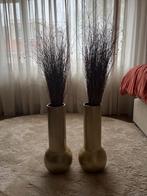 2 grote glazen IKEA vazen met deco goud gespoten, Ophalen, Gebruikt, Overige kleuren, Glas