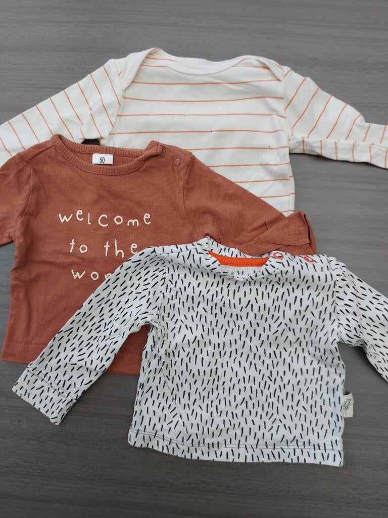 3 shirten maat 50, lange mouw, Prenatal en Hema, Kinderen en Baby's, Babykleding | Maat 50, Jongetje of Meisje, Ophalen of Verzenden