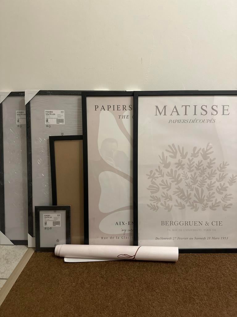 6 IKEA lijsten/frames met linnen foto doeken, diverse maten, Ophalen, Overige materialen, Gebruikt, 75 cm of meer