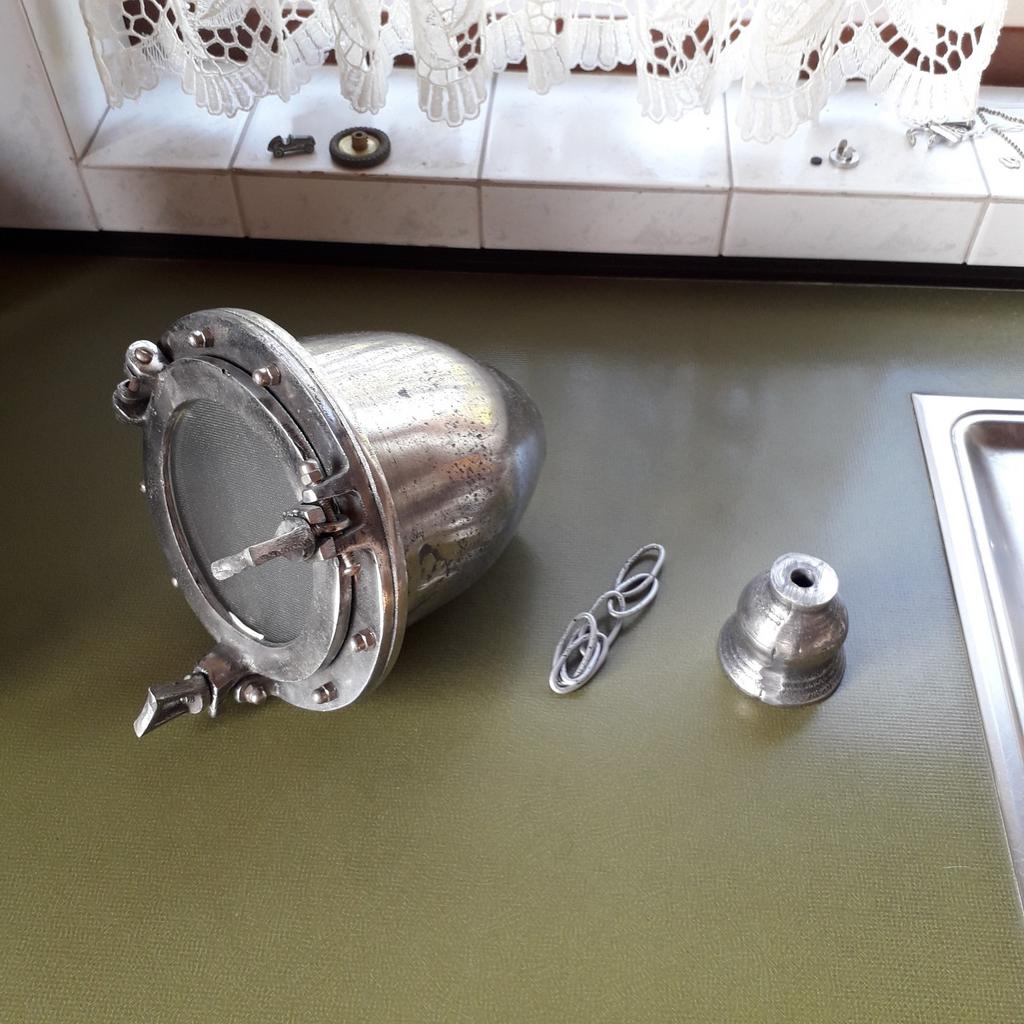 Vintage Patrijspoort hanglamp bronzen koper iets ongewoons, Ophalen
