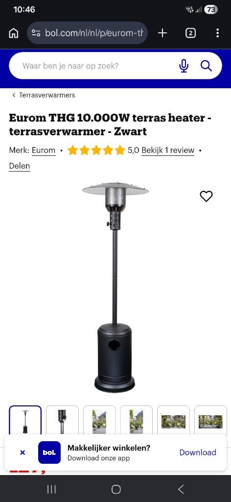 Eurom THG 10000 terrasverwarming, Tuin en Terras, Terrasverwarmers, Ophalen of Verzenden, Zo goed als nieuw, Gas