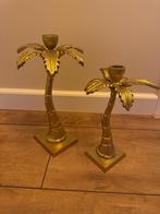 Set van 2 gouden palmboom kandelaars, Ophalen of Verzenden, Overige materialen