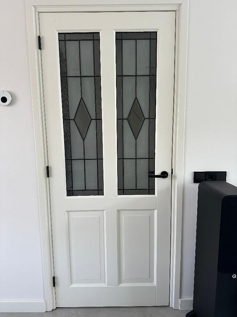 Deur met glas & lood, Doe-het-zelf en Verbouw, Deuren en Horren, Ophalen, Gebruikt, 80 tot 100 cm, Binnendeur
