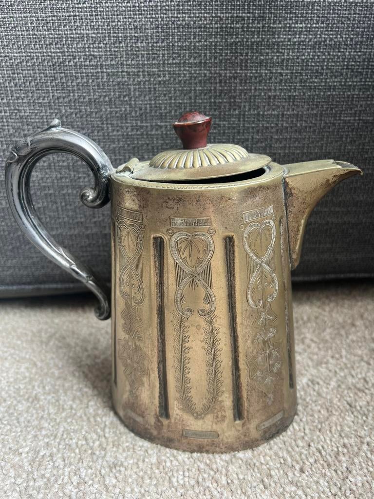 Antieke verzilverd koffiepot, Antiek en Kunst, Antiek | Keukenbenodigdheden, Ophalen of Verzenden