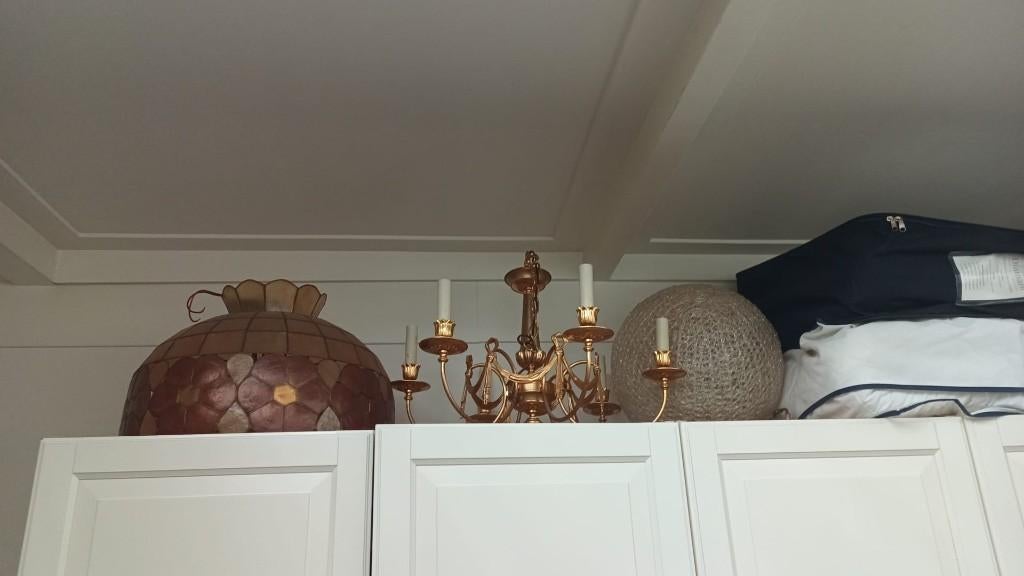 3 hanglampen: Tiffany ,  kroonluchter en  Ice-light, Ophalen, Glas, Fgetdywtr, Gebruikt