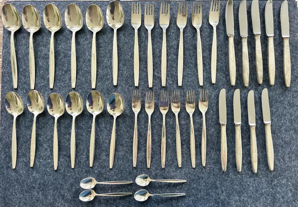 Vintage set van Nieuwpoort tafelbestek (pleet/verzilverd), Ophalen of Verzenden