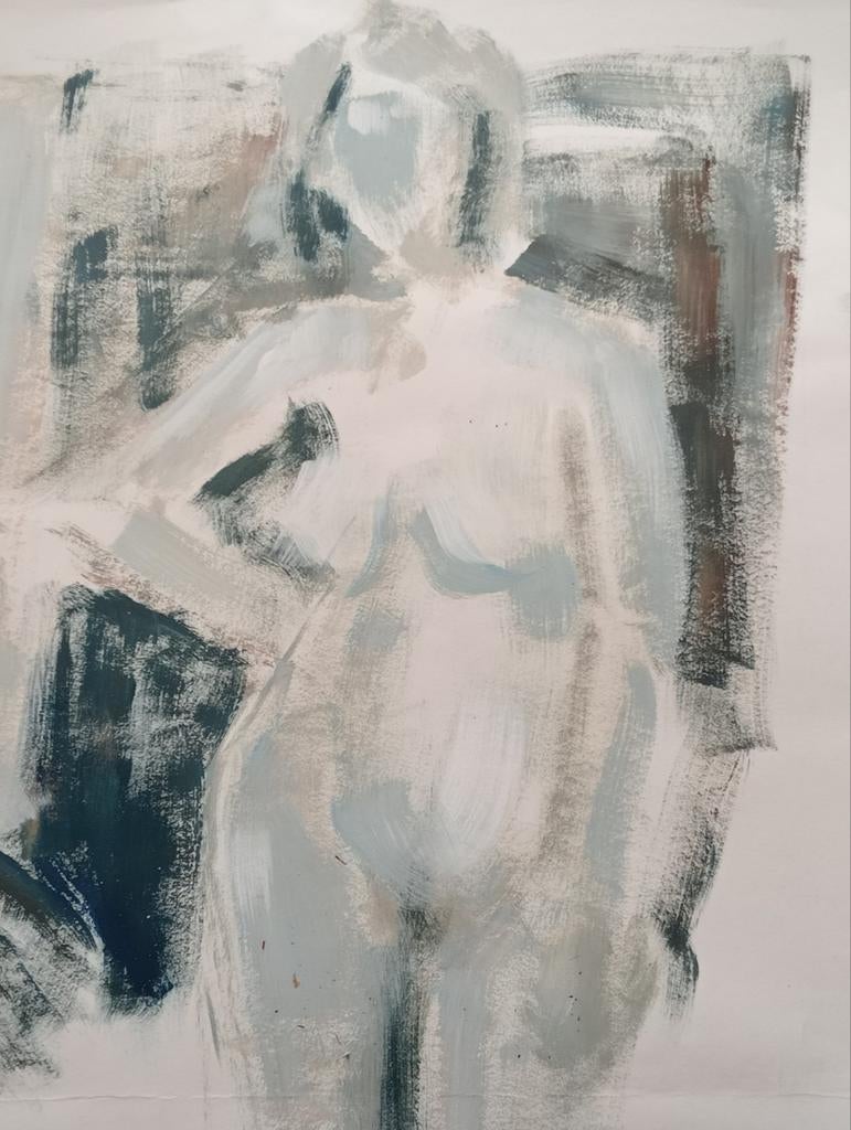 Staand naakt verf op papier 20e eeuw, Ophalen of Verzenden