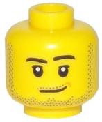 Lego Minifigure, Head Male Smirk, Medium Nougat Dimple,, Ophalen of Verzenden, Gebruikt, Losse stenen, Lego