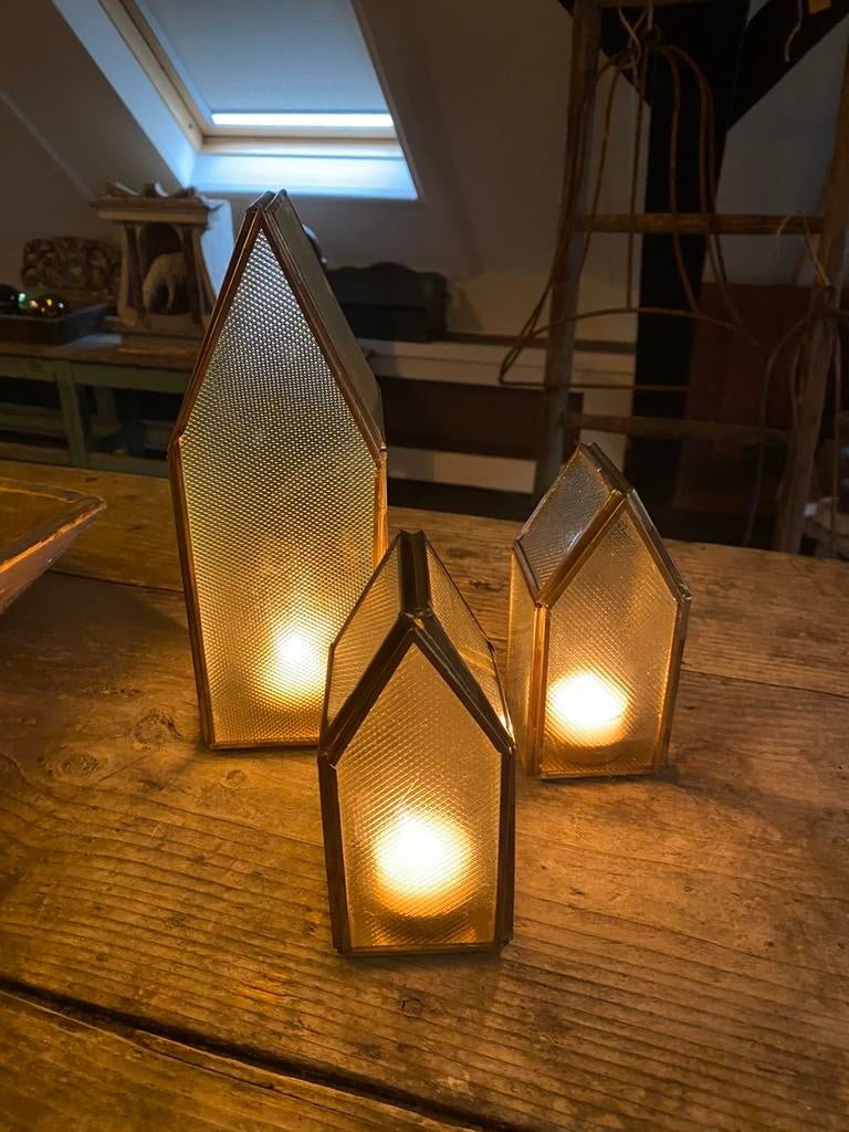 Set glazen huisjes, Ophalen of Verzenden, Overige materialen, Minder dan 25 cm