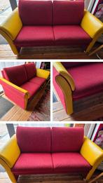 prominent bank stof en leer uniek gemaakt, Huis en Inrichting, Banken | Sofa's en Chaises Longues, Ophalen, Artistiek bankje, Minder dan 75 cm