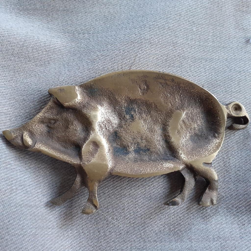 Bronzen  vide poche varken, zwijn, Ophalen of Verzenden