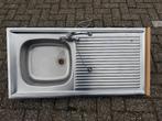 RVS spoelbak met kraan en afdruipgedeelte, Ophalen, Gebruikt, 100 tot 150 cm, Minder dan 100 cm